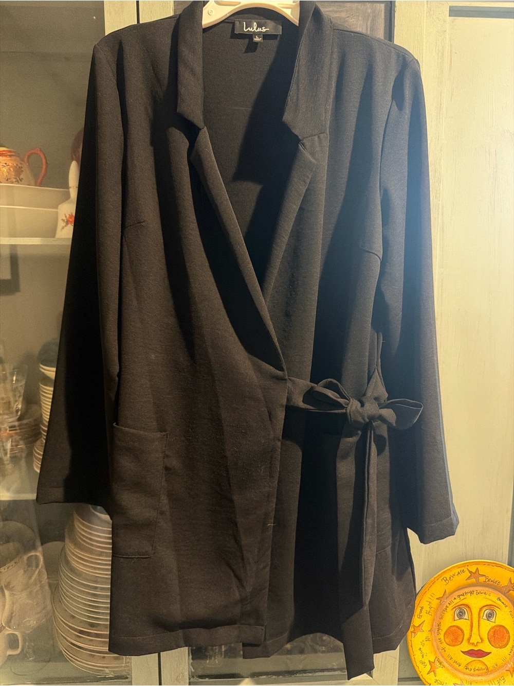 Lulu's Black Wrap Jumpsuit Romper with Tie Waist